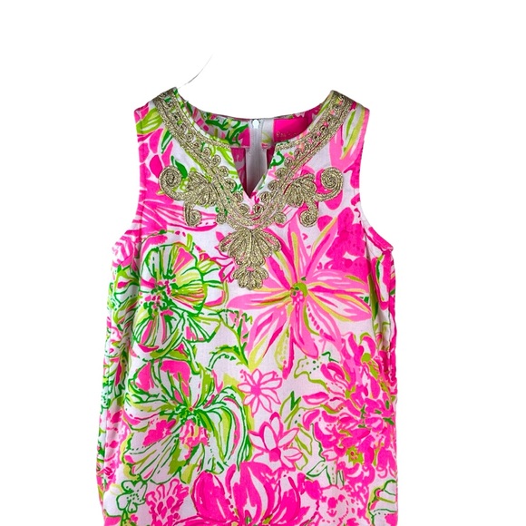 LILLY PULITZER Girls’ Size 8 Carlotta Maxi Dress Pink Floral Print Gold Accents - Picture 4 of 13